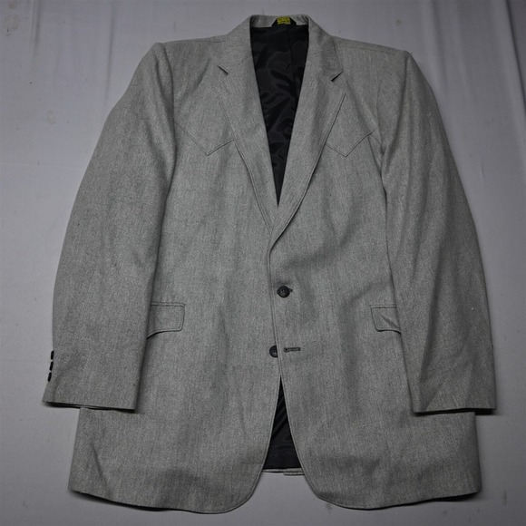 Vtg Mesquite Western Wear 48L White Soft Tweed Yoke USA Blazer Sport Coat Jacket